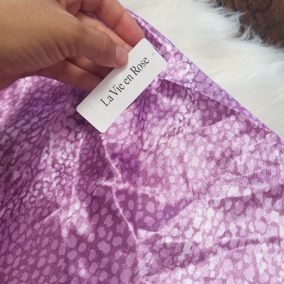 La Vie en Rose 🆕️ Purple Babydoll Satin Chemise XL - Picture 2 of 15